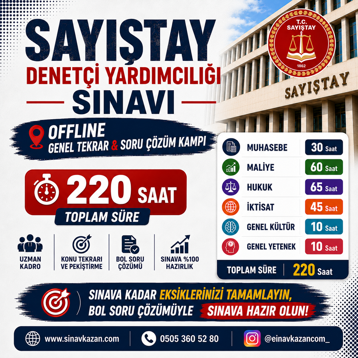 OFFLİNE SAYIŞTAY DENETÇİ YARDIMCILIĞI SINAVINA HAZIRLIK KAMPI